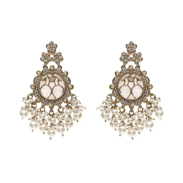 Gold_&_White_Elegant_Design_Earrings_For_Women