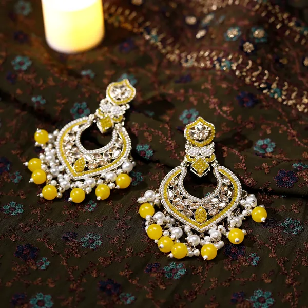 Yellow_Elegant_Design_Earrings_Chandbali_Earring_For_Women