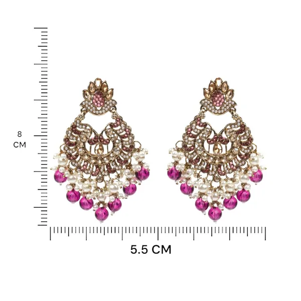 Magenta_Elegant_Design_Earrings_Chandbali_Earrings_Afgani_Style_Earrings_For_Women