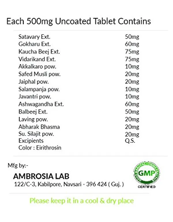 100%_Natural_White_Vatsa-Ambro_Tablets_-_60_Tablets_(Ayurvedic_Medicine)_For_Adults