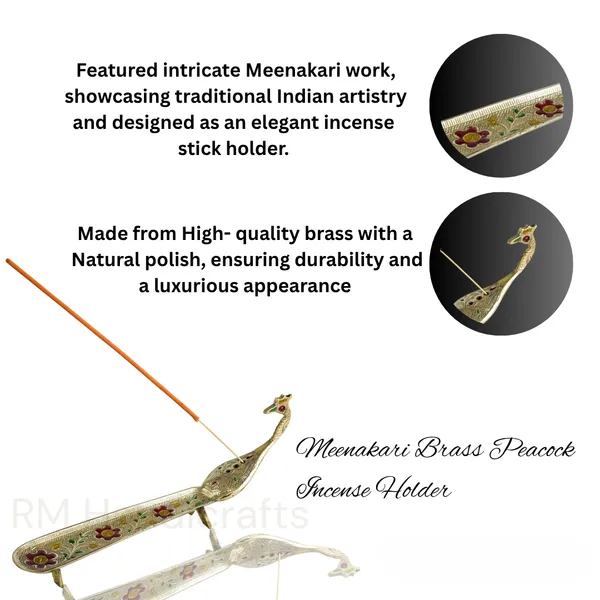 Golden_Brass_Peacock_Agarbatti_Stand_|_Decorative_Incense_Holder_For_Home_Temple_&_Office_|_Handcrafted_Floral_Design_|_Ash_Catcher_|_10_Inch_(Brass_Mina_Work)