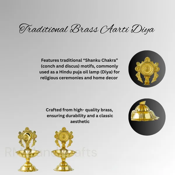 Golden_Brass_Shankh_&_Chakra_Diya_With_Pedestal_Base_Traditional_Decorative_Oil_Lamps_With_Stand_For_Pooja,_Mandir_&_Home_Temple_Handcrafted_Brass_Deepam_Set_Of_2