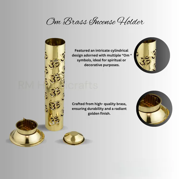 Golden_Brass_Cylindrical_Agarbatti_Stand_|_Decorative_Incense_Stick_Holder_With_Lid_|_Floral_Cutwork_Design_|_Ash_Catcher_|_Ideal_For_Puja,_Home_&_Office_Decor_(Om_Design)