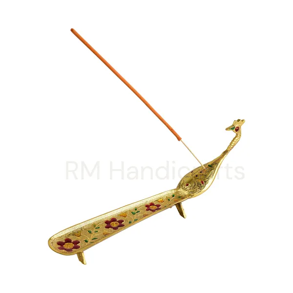 Golden_Brass_Peacock_Agarbatti_Stand_|_Decorative_Incense_Holder_For_Home_Temple_&_Office_|_Handcrafted_Floral_Design_|_Ash_Catcher_|_10_Inch_(Gold_Mina_Work)