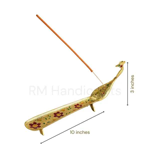 Golden_Brass_Peacock_Agarbatti_Stand_|_Decorative_Incense_Holder_For_Home_Temple_&_Office_|_Handcrafted_Floral_Design_|_Ash_Catcher_|_10_Inch_(Gold_Mina_Work)