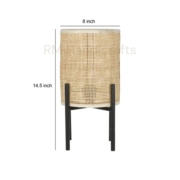 Beige_Handwoven_Cane_Table_Lamp_With_Black_Metal_Stand_|_Natural_Wicker_Night_Light_|_Boho_Rustic_Bedside_Lamp_For_Living_Room_Bedroom_Office_|_Compact_Eco-Friendly_Dcor