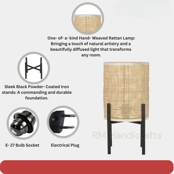 Beige_Handwoven_Cane_Table_Lamp_With_Black_Metal_Stand_|_Natural_Wicker_Night_Light_|_Boho_Rustic_Bedside_Lamp_For_Living_Room_Bedroom_Office_|_Compact_Eco-Friendly_Dcor