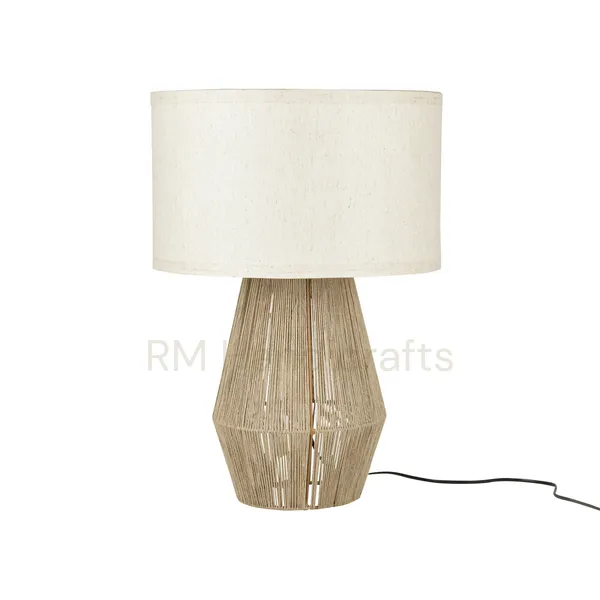 Brown_Twine-Wrapped_Geometric_Table_Lamp_With_Fabric_Shade_|_Rustic_Modern_Lighting_For_Bedroom,_Living_Room_&_Study_|_Handcrafted_Home_Decor