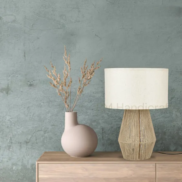 Brown_Twine-Wrapped_Geometric_Table_Lamp_With_Fabric_Shade_|_Rustic_Modern_Lighting_For_Bedroom,_Living_Room_&_Study_|_Handcrafted_Home_Decor