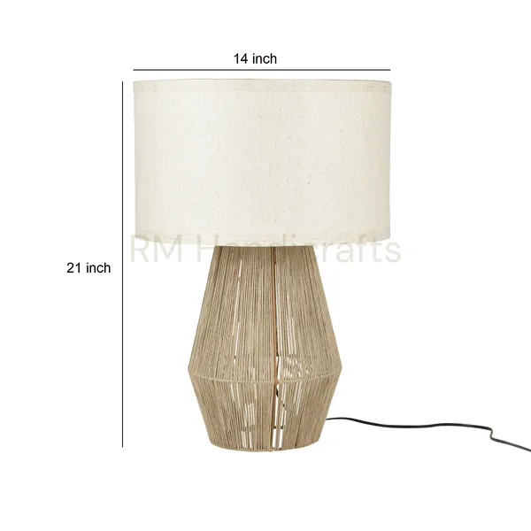 Brown_Twine-Wrapped_Geometric_Table_Lamp_With_Fabric_Shade_|_Rustic_Modern_Lighting_For_Bedroom,_Living_Room_&_Study_|_Handcrafted_Home_Decor