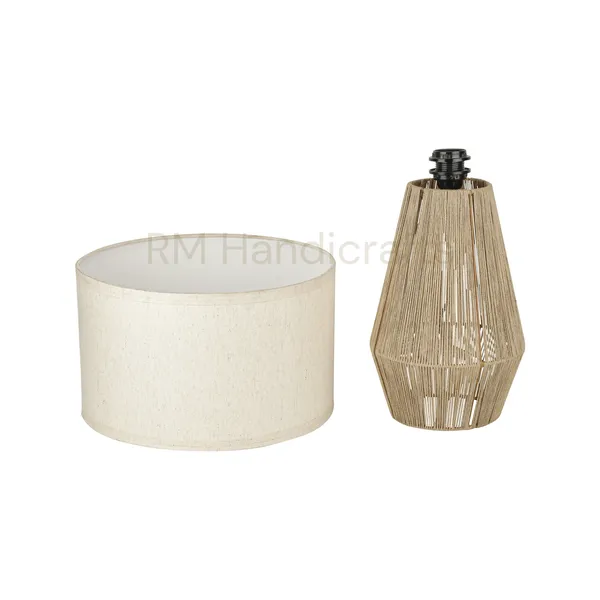 Brown_Twine-Wrapped_Geometric_Table_Lamp_With_Fabric_Shade_|_Rustic_Modern_Lighting_For_Bedroom,_Living_Room_&_Study_|_Handcrafted_Home_Decor