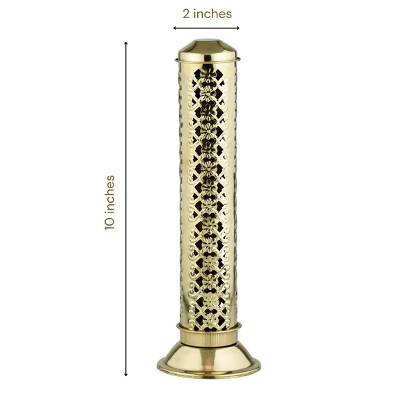 Golden_Brass_Cylindrical_Agarbatti_Stand_|_Decorative_Incense_Stick_Holder_With_Lid_|_Floral_Cutwork_Design_|_Ash_Catcher_|_Ideal_For_Puja,_Home_&_Office_Decor_(Flower_Design02)