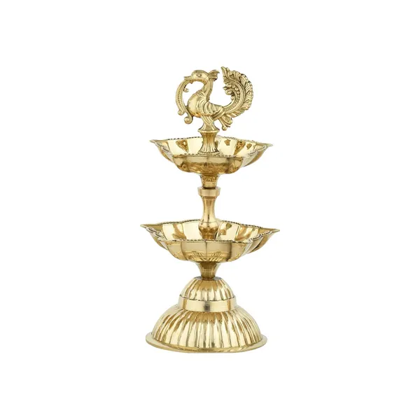 Golden__Pure_Brass_Diya_Stand_With_Peacock_Topper_Traditional_Oil_Lamp_For_Puja,_Festival_&_Home_Temple_Decor_Step_Wise_Diya