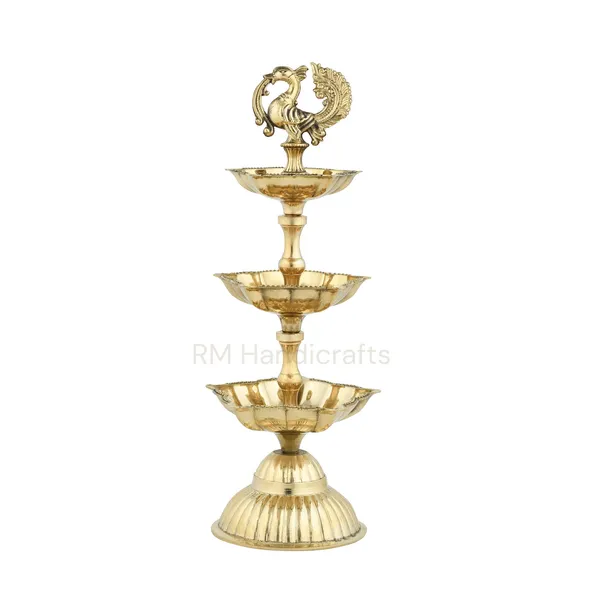 Golden__Pure_Brass_Diya_Stand_With_Peacock_Topper_Traditional_Oil_Lamp_For_Puja,_Festival_&_Home_Temple_Decor_Step_Wise_Diya
