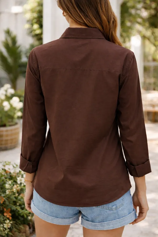 Women�s_Cotton_Embroidered_Shirt_Coffee_|_Designer_Embroidery_Cotton_Shirt_for_Women_|_Casual_Full_Sleeve_Button_Down_Top_1