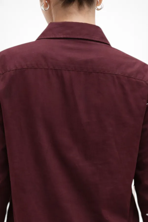Women�s_Maroon_Viscose_Rayon_Embroidered_Shirt|_Floral_Embroidery_Casual_Button_Down_Shirt_for_Women
