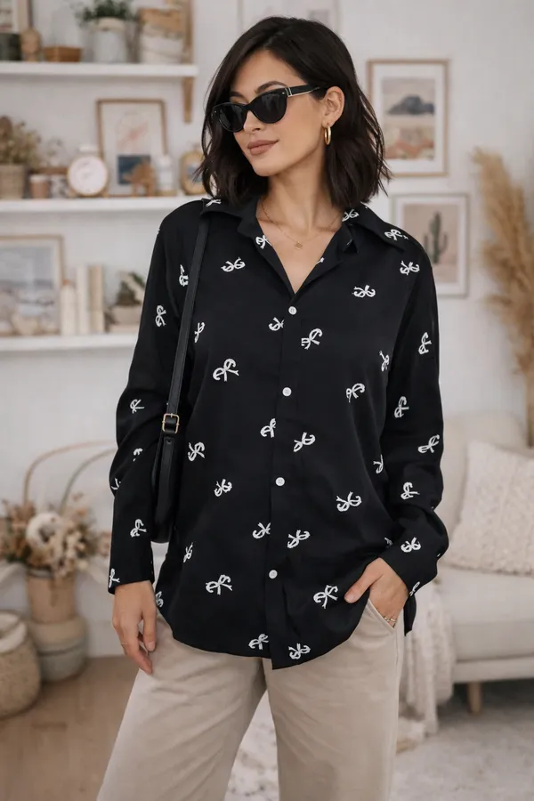 Women_Viscose_Rayon_Embroidered_Shirt_|_Casual_Office_Wear_Stylish_Top_BlacK_Printed_Button_Down_Shirt2