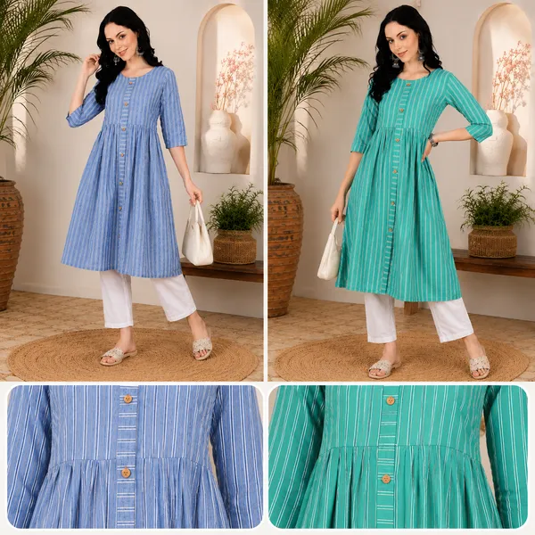 Pack_of_2_Women's_Pure_Cotton_A-Line_Kurtis_|_Striped_Ethnic_Wear_for_Daily_&_Office_Use
