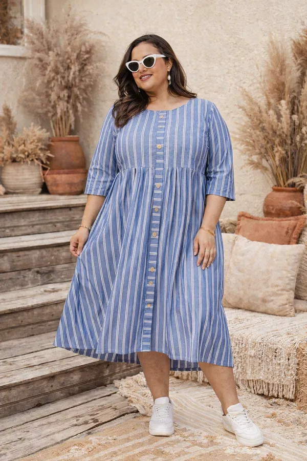 Women's_Cotton_Striped_A-Line_Dress