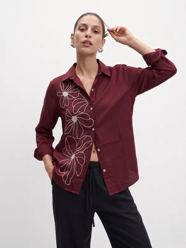 Women_Rayon_Embroidered_Shirt_|_Floral_Embroidery_Casual_Button_Down_Top_|_Full_Sleeve_Stylish_Ladies_Shirt_for_Office_1