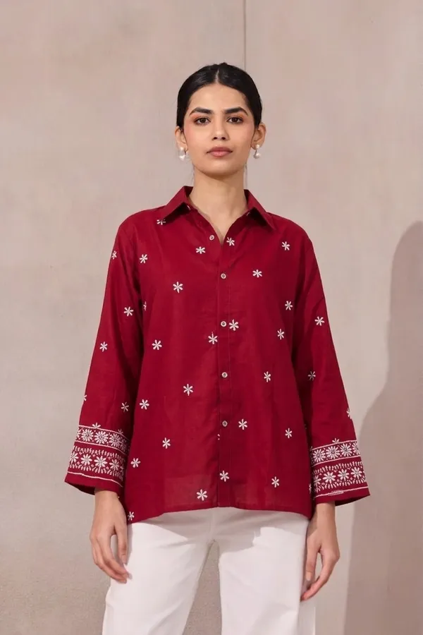 Women_Viscose_Rayon_Embroidered_Shirt_|_Elegant_Floral_Casual_Top_|_Full_Sleeve_|_Office_Wear_(Maroon)