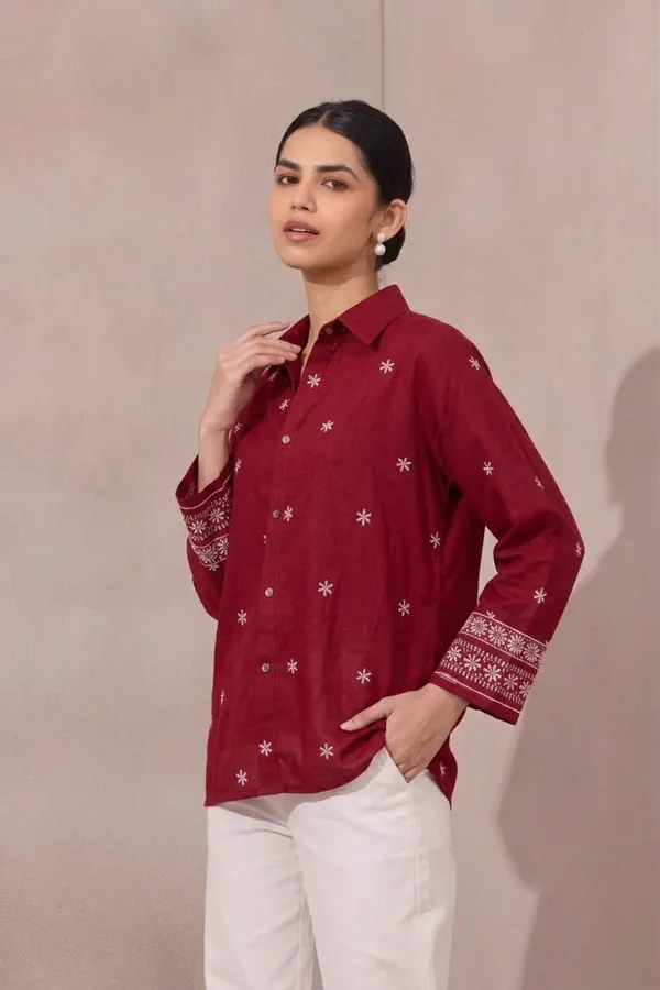 Women_Viscose_Rayon_Embroidered_Shirt_|_Elegant_Floral_Casual_Top_|_Full_Sleeve_|_Office_Wear_(Maroon)
