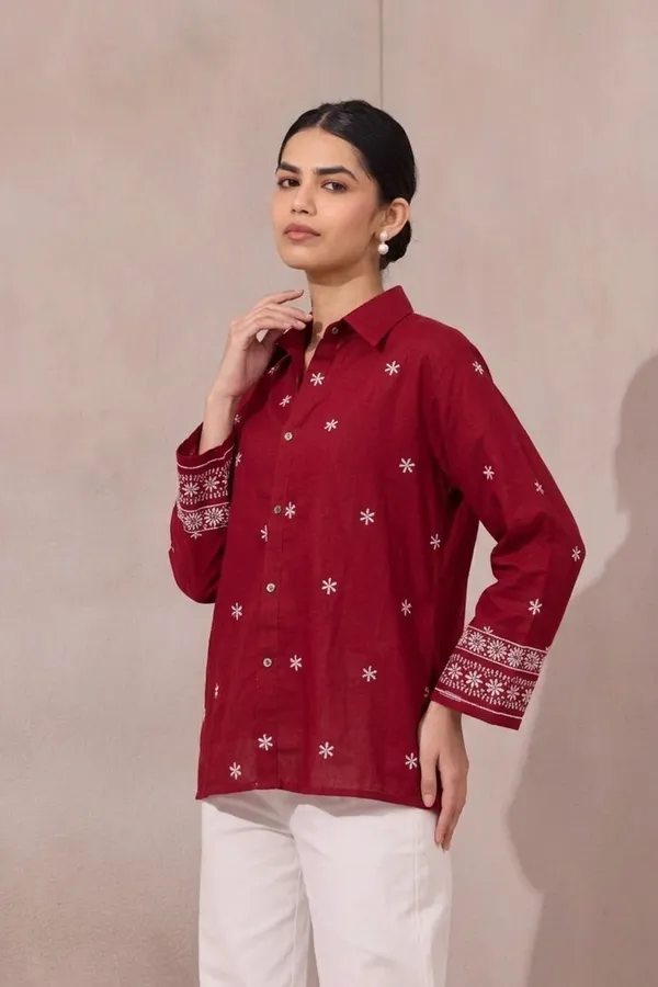 Women_Viscose_Rayon_Embroidered_Shirt_|_Elegant_Floral_Casual_Top_|_Full_Sleeve_|_Office_Wear_(Maroon)