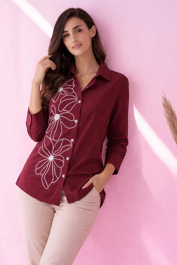 Women_Viscose_Rayon_Embroidered_Shirt_|_Floral_Casual_Button_Down_Top_|_Full_Sleeve_Stylish_Ladies_Shirt_for_Office,_Casual_Wear