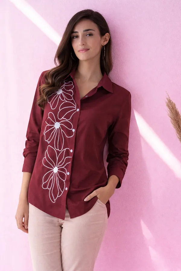 Women_Viscose_Rayon_Embroidered_Shirt_|_Floral_Casual_Button_Down_Top_|_Full_Sleeve_Stylish_Ladies_Shirt_for_Office,_Casual_Wear