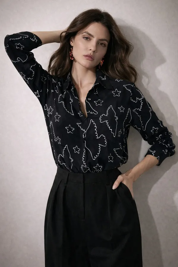 Women�s_Cotton_Embroidered_Shirt_Brown_|_Floral_Embroidery_Casual_Wear_Shirt_for_Women_|_Soft_Cotton_Stylish_Top