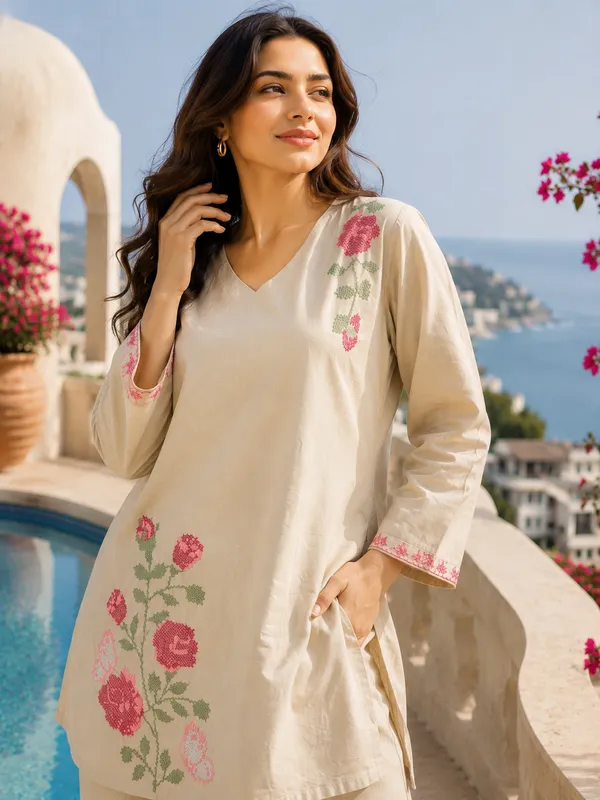 Women’s_Pure_Cotton_Embroidered_Kurta_Set_|_Beige_Kurta_with_Wide-Leg_Pants_|_Floral_Embroidery_Co-Ord_Set