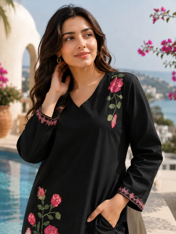 Women’s_Pure_Cotton_Embroidered_Kurta_Set_|_Black_Kurta_with_Wide-Leg_Pants_|_Floral_Embroidery_Co-Ord_Set