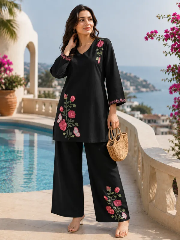 Women’s_Pure_Cotton_Embroidered_Kurta_Set_|_Black_Kurta_with_Wide-Leg_Pants_|_Floral_Embroidery_Co-Ord_Set