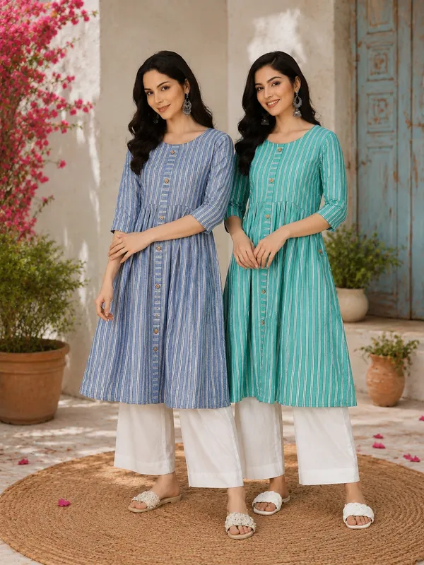 Pack_of_2_Women's_Pure_Cotton_A-Line_Kurtis_|_Striped_Ethnic_Wear_for_Daily_&_Office_Use