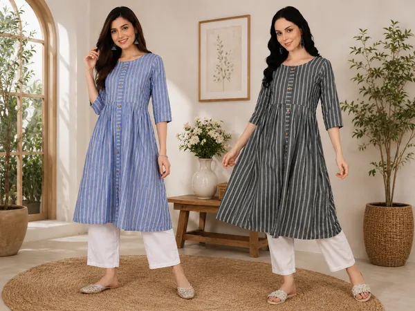 Women's_Pure_Cotton_Striped_A-Line_Kurta_|_Stylish_Casual_&_Office_Wear_Kurti_for_Women