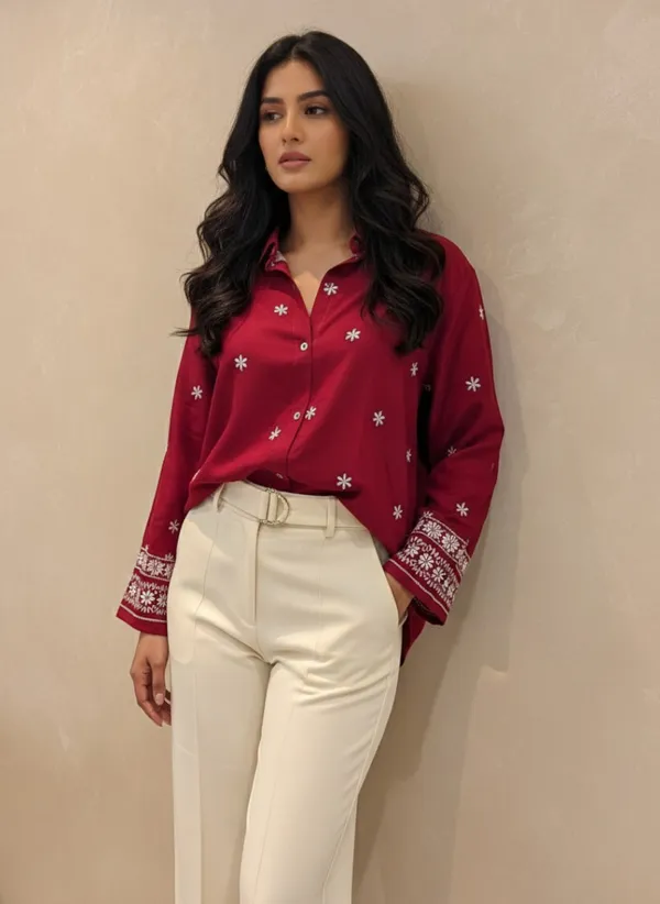 Women’s_Rayon_Embroidered_Shirt_|_Soft_Rayon_Fabric_|_Elegant_All-Over_Embroidery_|_Full_Sleeve_Casual_Wear_Shirt(Maroon)