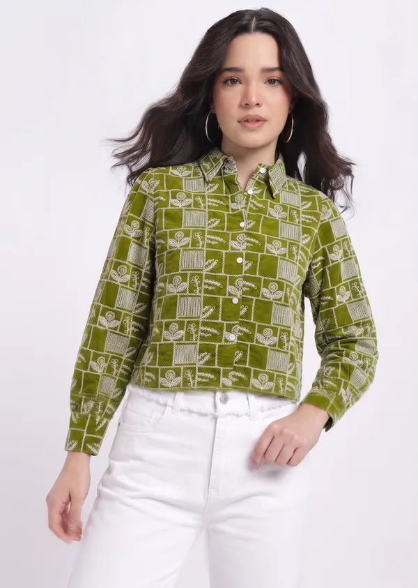 Women_Viscose_Rayon_Embroidered_Shirt_|_Floral_Casual_Button_Down_Top_|_Full_Sleeve_Stylish_Ladies_Shirt_for_Office,_Casual_Wear_MAROON