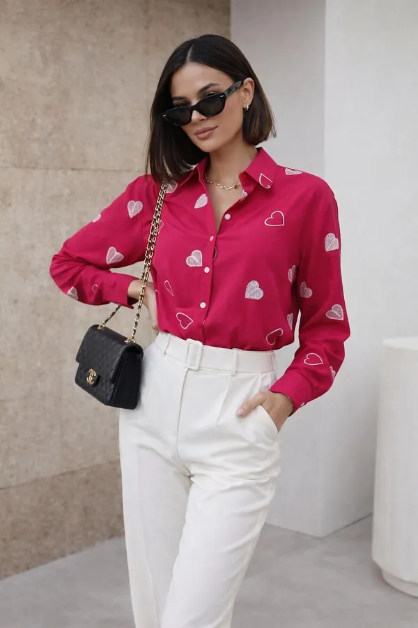 Women_Viscose_Rayon_Embroidered_Shirt_|_Casual_Office_Wear_Stylish_Top_Pink_Printed_Button_Down_Shirt