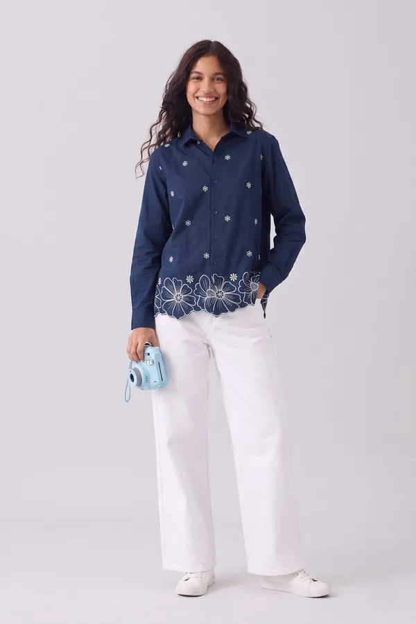 Women�s_Cotton_Embroidered_Shirt_Green_|_Floral_Embroidery_Casual_Wear_Shirt_for_Women_|_Soft_Cotton_Stylish_Top_2