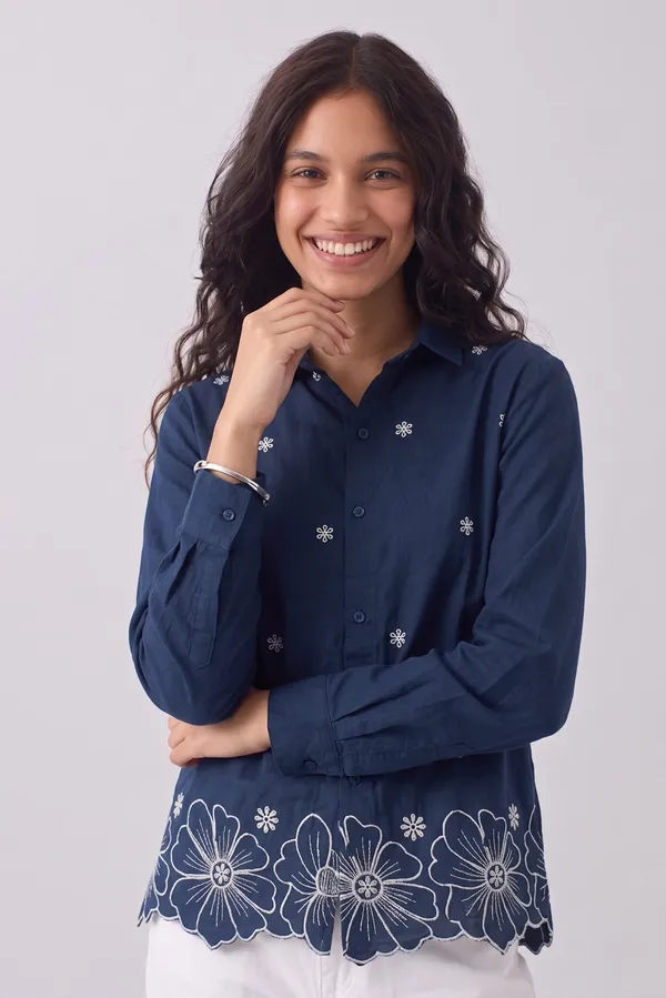 Women�s_Cotton_Embroidered_Shirt_Green_|_Floral_Embroidery_Casual_Wear_Shirt_for_Women_|_Soft_Cotton_Stylish_Top_2