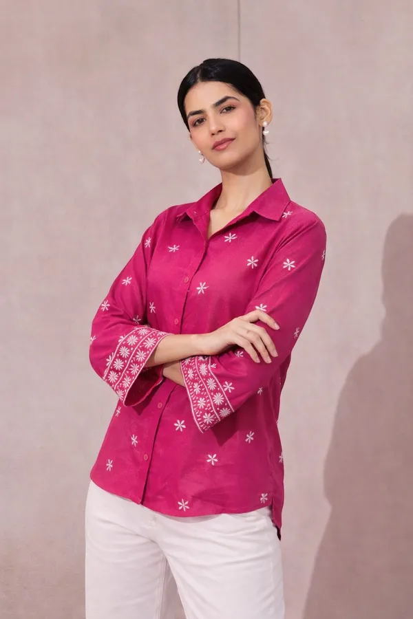 Women�s_Viscose_Rayon_Embroidered_Shirt,_Floral_Embroidery_Casual_Top_for_Women,_Full_Sleeve_Button_Down_Western_Wear,_Office_&_Daily_Wear_Shirt_(Pink3)