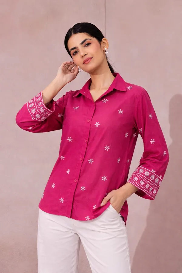 Women�s_Viscose_Rayon_Embroidered_Shirt,_Floral_Embroidery_Casual_Top_for_Women,_Full_Sleeve_Button_Down_Western_Wear,_Office_&_Daily_Wear_Shirt_(Pink3)