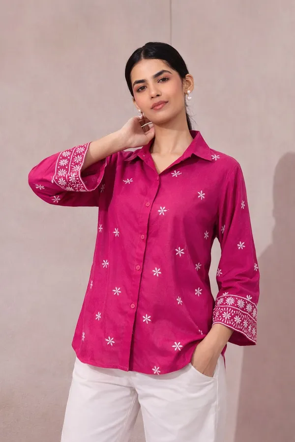 Women�s_Viscose_Rayon_Embroidered_Shirt,_Floral_Embroidery_Casual_Top_for_Women,_Full_Sleeve_Button_Down_Western_Wear,_Office_&_Daily_Wear_Shirt_(Pink3)