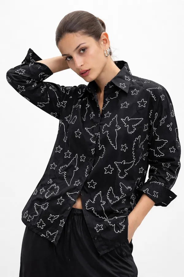 Women�s_Rayon_Embroidered_Shirt_|Casual_Shirt_for_Women_|_Full_Sleeve_Button_Down_Soft_Lightweight_Top_|_Stylish_Office_Wear_&_Daily_Wear_Shirt