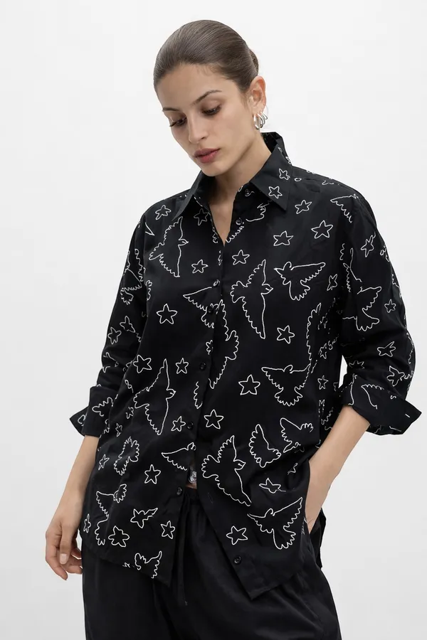 Women�s_Rayon_Embroidered_Shirt_|Casual_Shirt_for_Women_|_Full_Sleeve_Button_Down_Soft_Lightweight_Top_|_Stylish_Office_Wear_&_Daily_Wear_Shirt