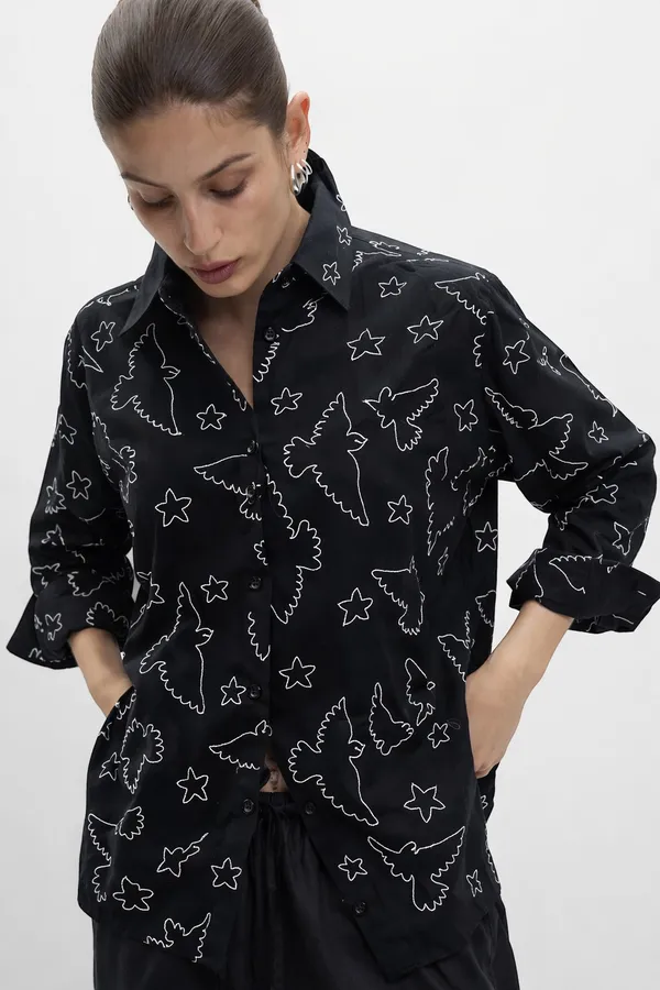 Women�s_Rayon_Embroidered_Shirt_|Casual_Shirt_for_Women_|_Full_Sleeve_Button_Down_Soft_Lightweight_Top_|_Stylish_Office_Wear_&_Daily_Wear_Shirt