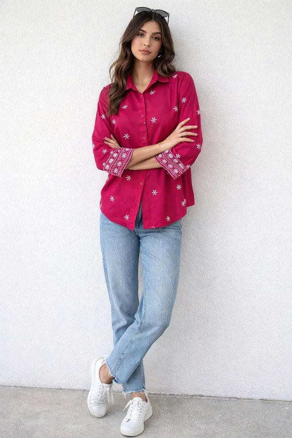 Women�s_Viscose_Rayon_Embroidered_Shirt,_Floral_Embroidery_Casual_Top_for_Women,_Full_Sleeve_Button_Down_Western_Wear,_Office_&_Daily_Wear_Shirt_(Pink5)