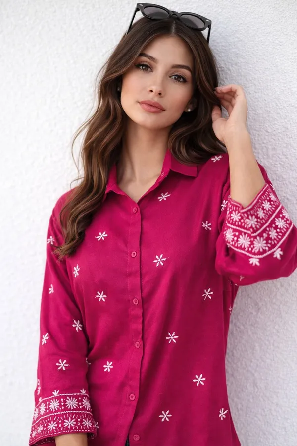 Women�s_Viscose_Rayon_Embroidered_Shirt,_Floral_Embroidery_Casual_Top_for_Women,_Full_Sleeve_Button_Down_Western_Wear,_Office_&_Daily_Wear_Shirt_(Pink5)