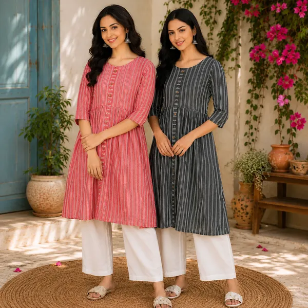 Pack_of_2_Women's_Pure_Cotton_A-Line_Kurtis_|_Striped_Ethnic_Wear_for_Daily_&_Office_Use