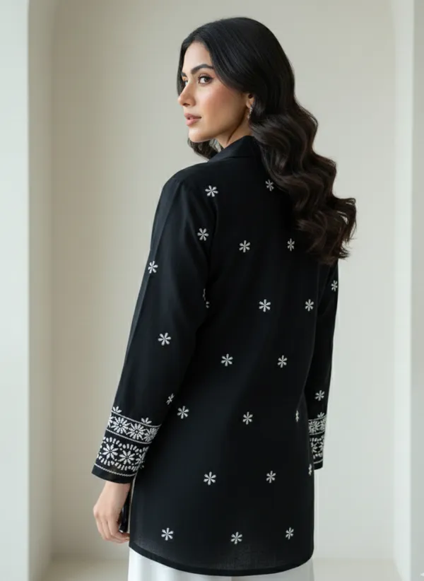 Black_Embroidered_Viscose_Rayon_Long_Sleeve_Shirt_For_Women